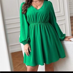 Green dress with lace decorative back size 20